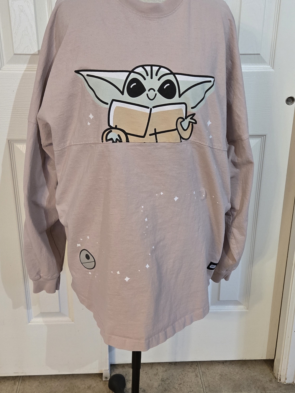 Star Wars Womens Long Sleeve Top in Dusty Pink with The Child Graphic